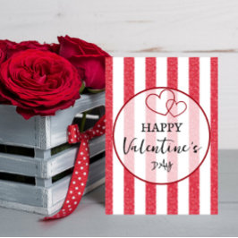 Cartão De Festividades Happy Valentine's Day Heart Stripes