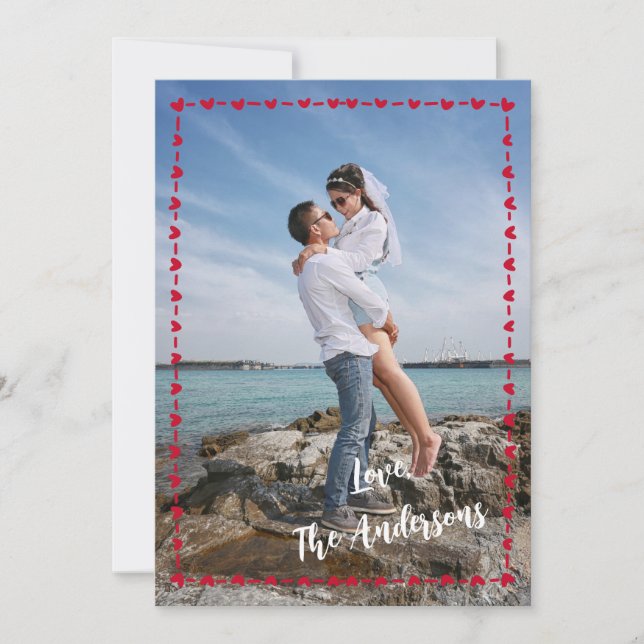 Cartão De Festividades Happy Valentine's Day Photo Whimsical Heart Border (Frente)