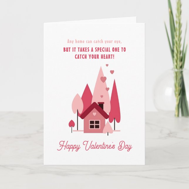 Cartão De Festividades Happy Valentine's Day Real Estate Heart Spruces (Frente)