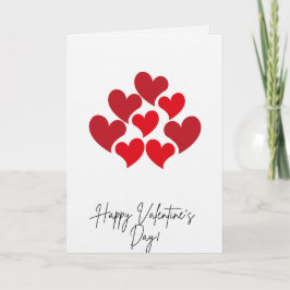 Cartão De Festividades Happy Valentine's Day Red Hearts Card