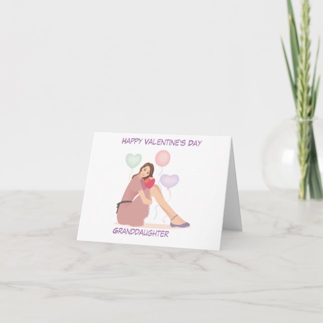 Cartão De Festividades Happy Valentine's Day Teen Granddaughter (Frente)