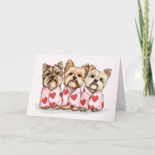 Cartão De Festividades Happy Valentines Day Yorkshire Terrier Dogs
