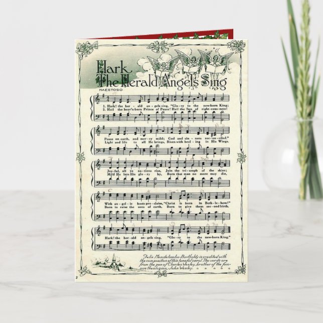 Cartão De Festividades Hark de Natal, os Anjos Aralados Cantam Dourados S (Frente)