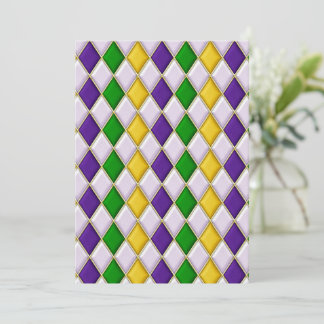 Cartão De Festividades Harlequin de vidro retido