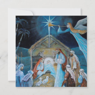 Cartão De Festividades Harmonia da Noite Santa: Uma Cena Pacífica do Nasc