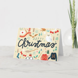 Cartão De Festividades Harry Potter   Feliz Natal Com Ícones Festivos