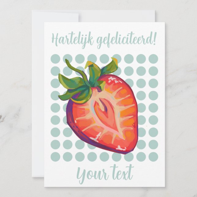 Cartão De Festividades Hartelijk gefeliciteerd aardbei (Frente)