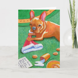 Cartão De Festividades Hat dos Papais noeis Bulldog Franceses