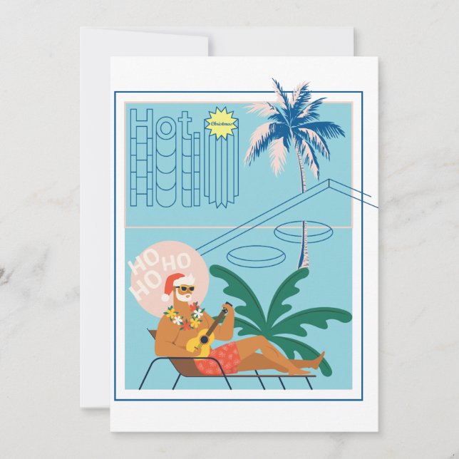 Cartão De Festividades Havaí Papai noel de Natal Viagem Tropical Beach (Frente)