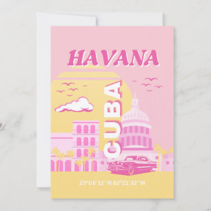Cartão De Festividades Havana Cuba - Pink Preppy Art