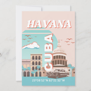 Cartão De Festividades Havana Cuba Retro Viagem Art