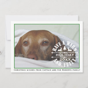 Cartão De Festividades Have a warm holiday green dog pet Christmas photo