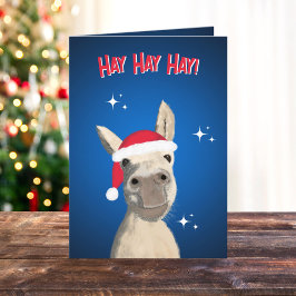Cartão De Festividades Hay Hay Hay Pun Donkey Santa Hat