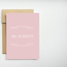 Cartão De Festividades He Is Risen Christian Easter Card – Soft Pink