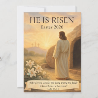 Cartão De Festividades He Is Risen Easter 2026 Jesus Christian Card