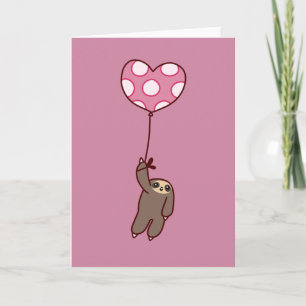 Cartão De Festividades Heart Balloon Sloth