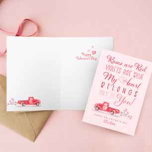 Cartão De Festividades Heart Belongs to You Newlyweds Red Vintage Truck