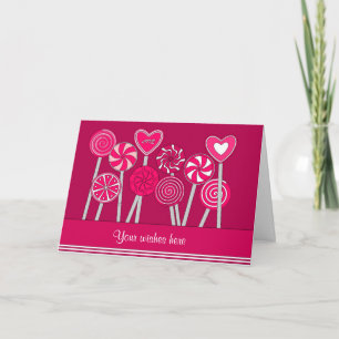 Cartão De Festividades Heart Lollipops Design Greeting Card