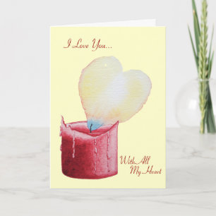 Cartão De Festividades heart shaped burning flame with love verse