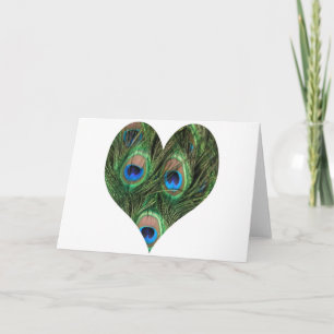 Cartão De Festividades Heart Shaped Peacock Feather Card