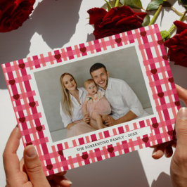 Cartão De Festividades Heart striped family modern photo valentine day