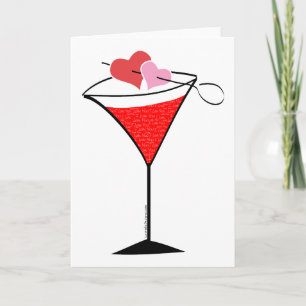 Cartão De Festividades Hearts and Love Martini