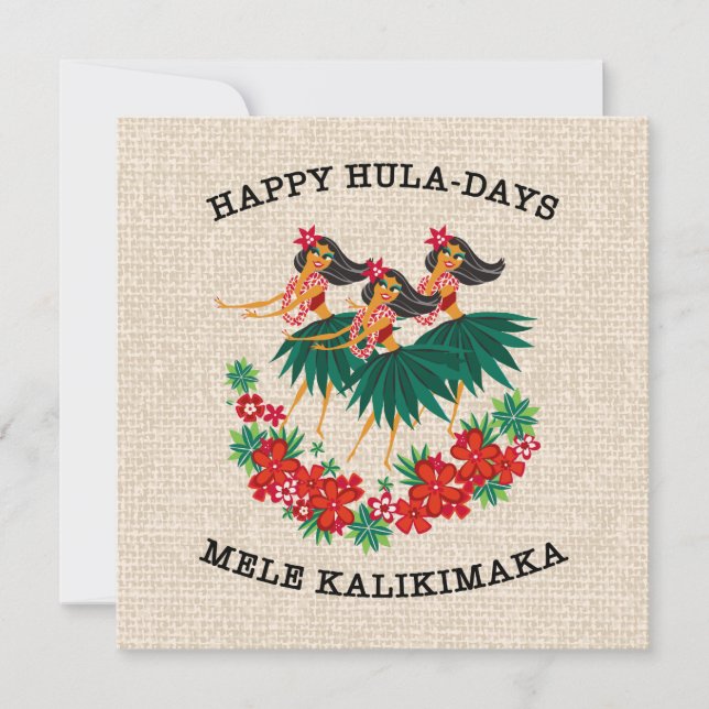 Cartão De Festividades Heavenly Hula Holiday Hawaiian Hula Girls (Frente)