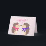 Cartão De Festividades Hedgeabgs! Festa de Natal<br><div class="desc">NewParkLane - Cartão de Saudação Bonito, com dois pequenos ouriços bonitinhos apaixonados por um fundo cor-de-rosa, e uma citação engraçada: Hedheabgs! Todos os estilos de texto, cores e tamanhos podem ser modificados para ajustado das suas necessidades. Doce design de Natal ou Dia de os namorados! Verifique se há itens correspondentes...</div>