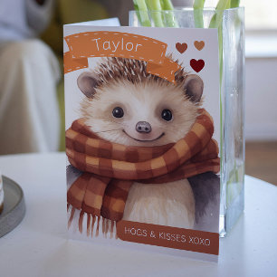 Cartão De Festividades Hedgehogs bonitos e Namorados personalizados Kisse