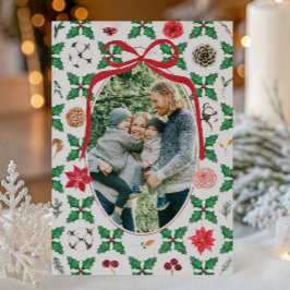 Cartão De Festividades Heirloom Holly Florals and Greenery Photo