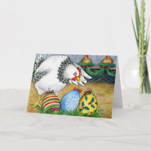Cartão De Festividades Hen e seus ovos de Natal