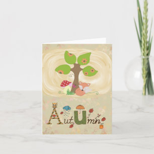 Cartão De Festividades Herbst Fuchs unterm Baum