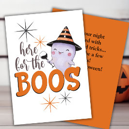 Cartão De Festividades Here For The Boos Cute Ghost With Wine Custom