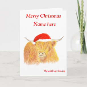 Cartão De Festividades Highland Cow Christmas card, customisable