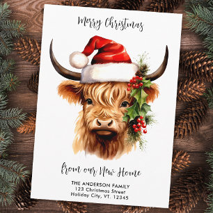 Cartão De Festividades Highland Cow Festivo New Home Felice Natal