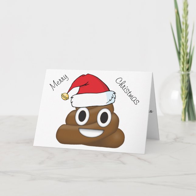 Cartão De Festividades Hilarious Xmas Poop Emoji (Frente)