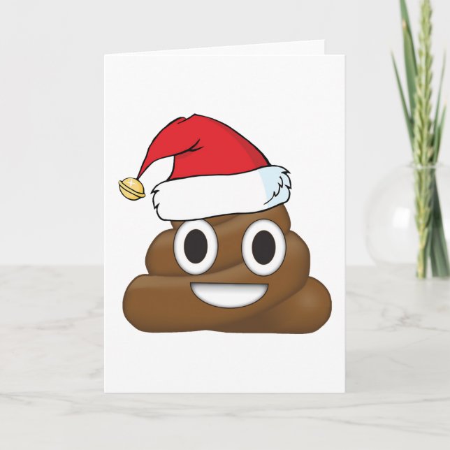 Cartão De Festividades Hilarious Xmas Poop Emoji (Frente)
