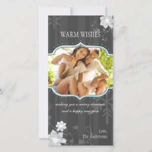 Cartão De Festividades Hip Black & White Winter Holiday Family Photo