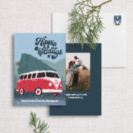Cartão De Festividades Hippie Holidays Retro Bus Holiday Card