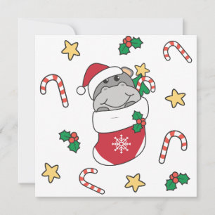 Cartão De Festividades Hippo Christmas Snow Winter Animais Hippos