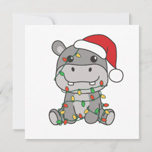Cartão De Festividades Hippo Christmas Winter Animais Hippos