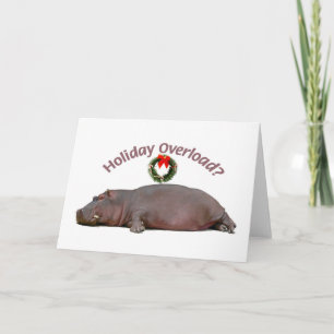 Cartão De Festividades Hippo dorme com sobrecarga de feriado