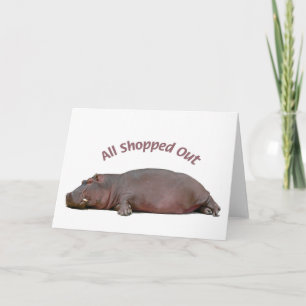 Cartão De Festividades Hippo Fun Holiday Card, All Shopped Out