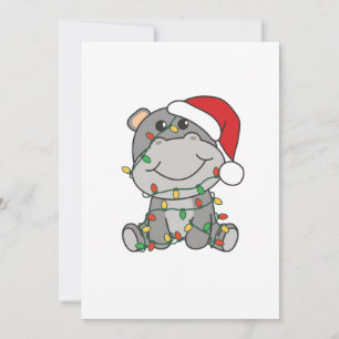 Cartão De Festividades Hippo Natal Animais de Inverno Hipopótamos