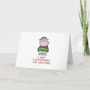 Cartão De Festividades Hippopotamus for Christmas - Cute Hippo Design