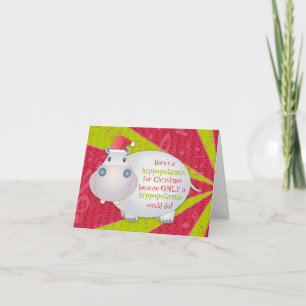 Cartão De Festividades Hippopotamus Hippo Christmas Xmas Greeting Card