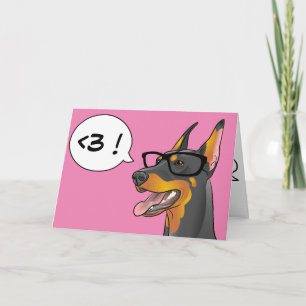 Cartão De Festividades Hipster Dog Valentine Doberman Geek Cartoon Card