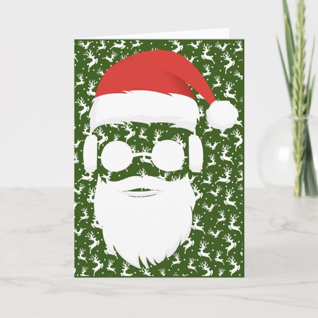 Cartão De Festividades Hipster Santa Claus Reindeer Ugly Christmas Gift (Frente)