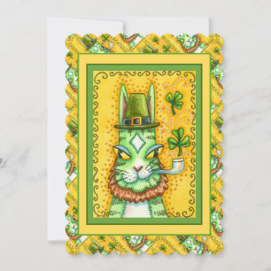Cartão De Festividades HISS N' FITZ LEPRECHAUN RUAS. PADDY'S FUNNY CAT Fl