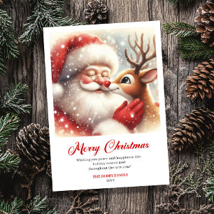Cartão De Festividades História Comovente do Papai Noel e de Rudolph no N